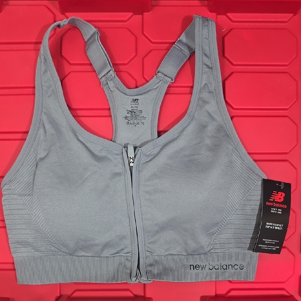 New Balance Women's Zip-Front Gray Sports Bra